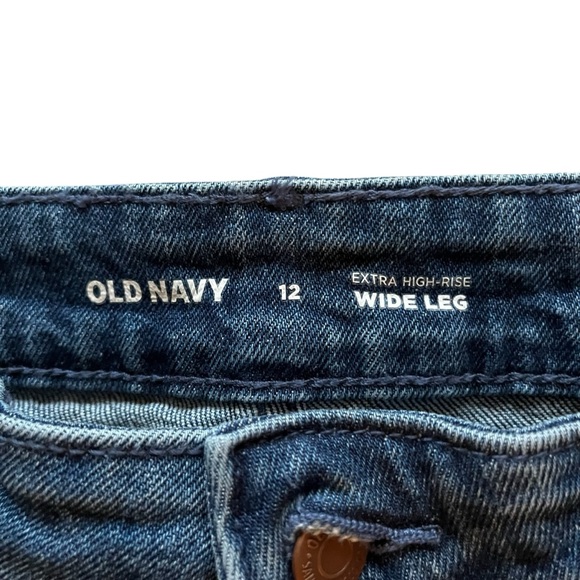 Old Navy Size 12 Jeans Extra High Rise Wide Leg Front Patch Pockets - Picture 5 of 8